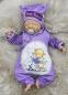 Preview: Handmade Strampler, Pulli & Mütze gr.56 lila Fee mit Teddy