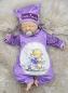 Preview: Handmade Strampler, Pulli & Mütze gr.56 lila Fee mit Teddy