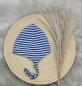 Preview: Handmade dunkelblau hellblau gestreift Kopfumfang 34/35 bis 48/49