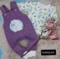 Preview: Handmade Latzhose mit Pulli gr.56/62 Eisbär Blumen