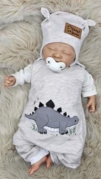Handmade Strampler mit Mütze gr.56 Dino Stickbild