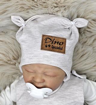 Preview: Handmade Strampler mit Mütze gr.56 Dino Stickbild