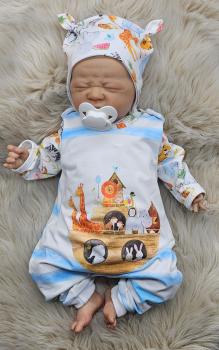 Preview: Handmade Strampler Pulli Mütze gr.56 Arche Tiere Taufe