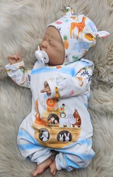 Handmade Strampler Pulli Mütze gr.56 Arche Tiere Taufe