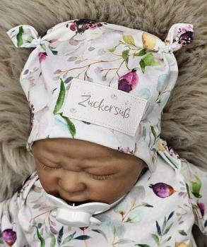 Preview: Handmade Strampler, Pulli und Mütze gr.56 Lamm Blumen niedlich