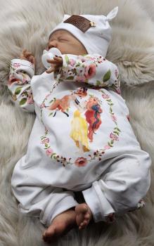 Preview: Handmade Strampler, Pulli und Mütze gr.56 Fuchs Blumen