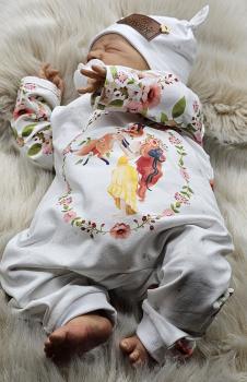 Preview: Handmade Strampler, Pulli und Mütze gr.56 Fuchs Blumen