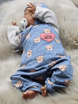 Preview: Handmade Strampler mit Babyhaube gr.56