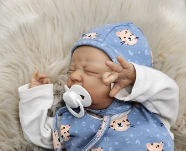 Preview: Handmade Strampler mit Babyhaube gr.56