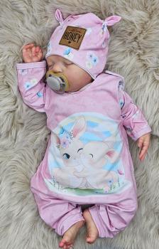 Preview: Handmade Strampler, Pulli und Mütze gr.56 Hasen Blumen niedlich