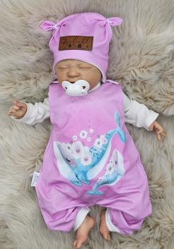 Handmade Strampler & Mütze gr.56 Wal maritim