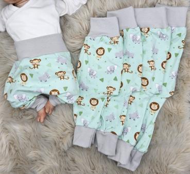 Handmade Pumphose mit niedlichen Tieren gr.62, 68 & 80