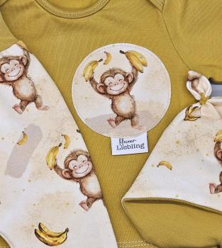 Handmade Pulli , Hose und Mütze gr.56 niedlicher Affe