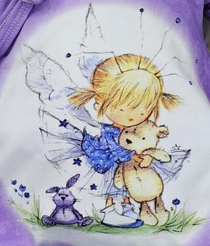 Preview: Handmade Strampler, Pulli & Mütze gr.56 lila Fee mit Teddy