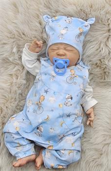 Preview: Handmade Strampler mit Mütze gr.56 niedliche Tiere