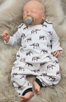 Preview: Handmade Strampler gr. 62 Elefanten