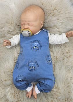 Handmade Strampler gr. 50 blau Löwen
