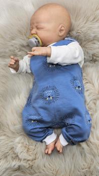 Preview: Handmade Strampler gr. 50 blau Löwen