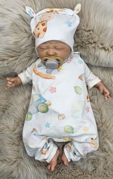 Handmade Strampler mit Mütze gr.56 Esel Auto