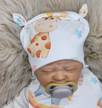 Preview: Handmade Strampler mit Mütze gr.56 Esel Auto