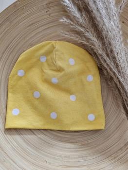 Handmade Mütze gelb Punkte