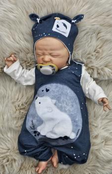 Handmade Strampler & Mütze gr.50 Eisbär