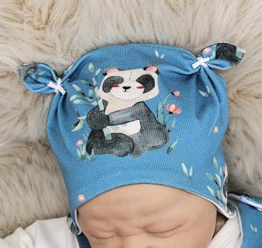 Preview: Handmade Strampler gr. 56  Mütze Pandabär