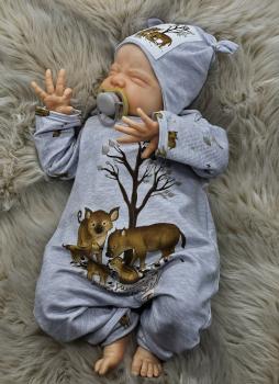 Handmade Pulli, Strampler und Mütze gr.56 Wildschweine