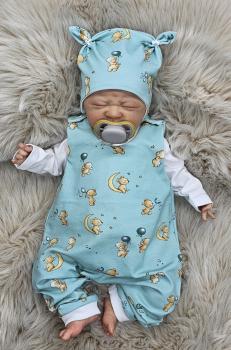Preview: Handmade Strampler mit Mütze gr.56 Bär Seifenblasen