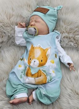 Preview: Handmade Strampler mit Öhrchenmütze gr.56 Katze