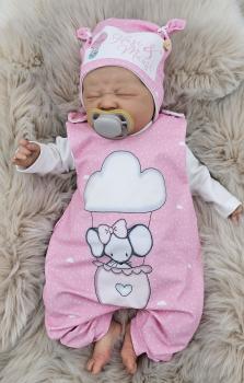 Handmade Strampler & Mütze gr.56 Maus im Heißluftballon