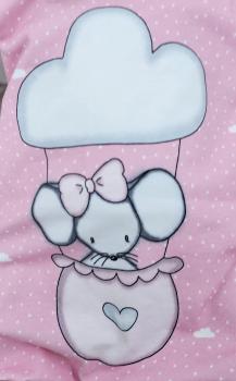 Preview: Handmade Strampler & Mütze gr.56 Maus im Heißluftballon