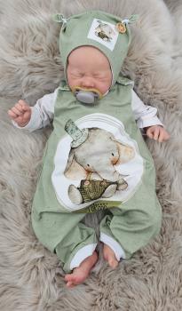 Handmade Strampler & Mütze gr.62 Elefant niedlich