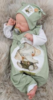 Preview: Handmade Strampler & Mütze gr.62 Elefant niedlich