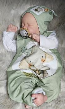 Handmade Strampler & Mütze gr.62 Elefant niedlich