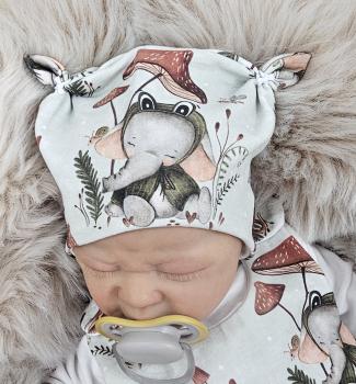 Preview: Handmade Strampler & Mütze gr 50 Elefant Pilze