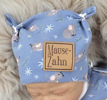 Preview: Handmade Strampler & Mütze niedliche Mäuse