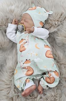 Handmade Strampler & Mütze gr. 50 Fuchs Hase