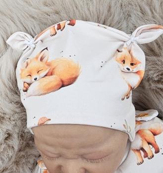 Preview: Handmade Strampler & Mütze gr. 50 niedliche Füchse