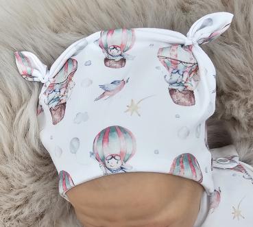 Preview: Handmade Strampler & Mütze gr 50 Tiere im Heißluftballon