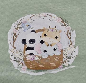 Preview: Handmade Strampler gr. 50 mit niedlichen Tieren