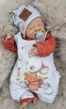 Preview: Handmade 3 tlg. Set gr.56 Strampler Pulli Mütze Maus