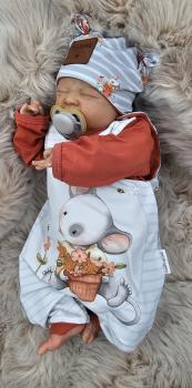 Handmade 3 tlg. Set gr.56 Strampler Pulli Mütze Maus