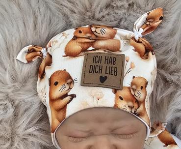 Preview: Handmade Strampler & Mütze gr.56 mit Erdhörnchen