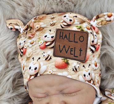 Preview: Handmade Strampler & Mütze gr.56 Bienen Blumen