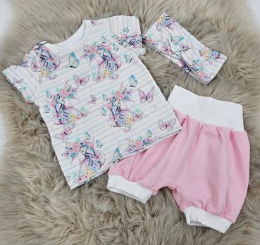 Handmade 3 tlg. Sommerset gr.80 Einhörner Schmetterling