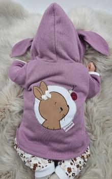 Handmade Jacke gr.56 Hasenohreen Stickbild Häschen