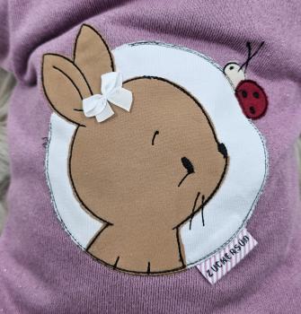 Handmade Jacke gr.56 Hasenohreen Stickbild Häschen