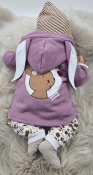 Handmade Jacke gr.56 Hasenohreen Stickbild Häschen