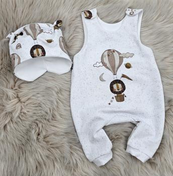 Handmade Strampler & Mütze gr.50 Löwe Heißluftballon